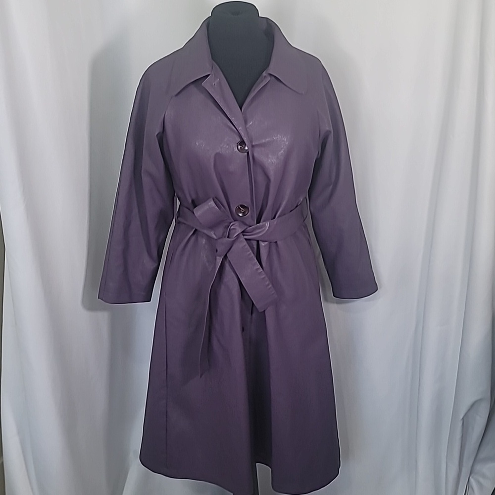 NWT BUD Vegan Lether Long Trench Coat Oversized Classic Shape Lined